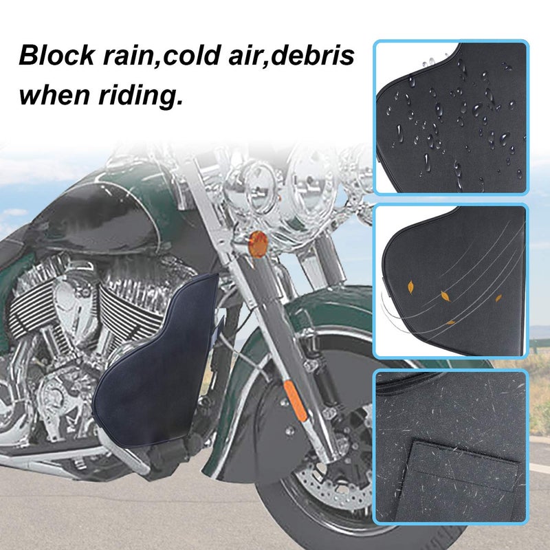 AUFER Motorcycle Highway Crash Bars Cover Soft Lowers Chaps Leg Warmer Bag Lower Wind Deflectors Engine Guard Bag Cover Compatible with for Indian Chief Chieftain Road Master Springfield 2014-Up - Image 3